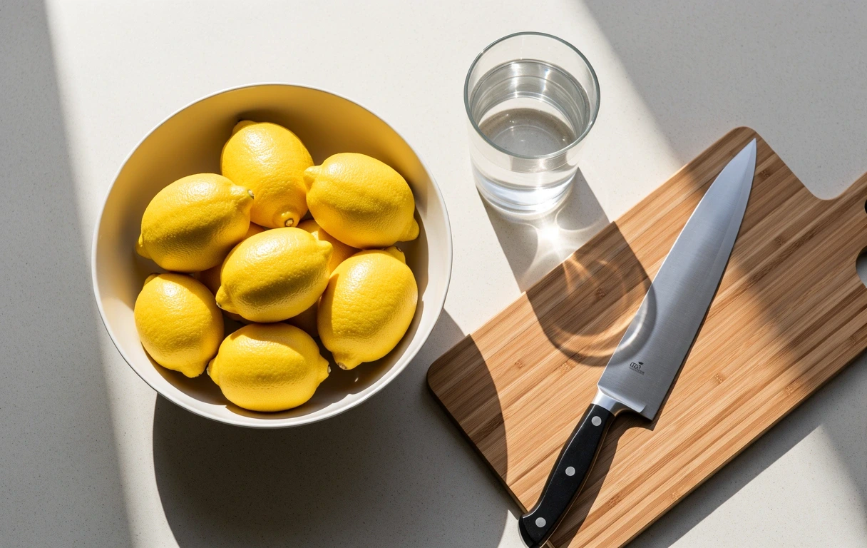 Fresh ingredients on a clean kitchen counter representing nutritional awareness